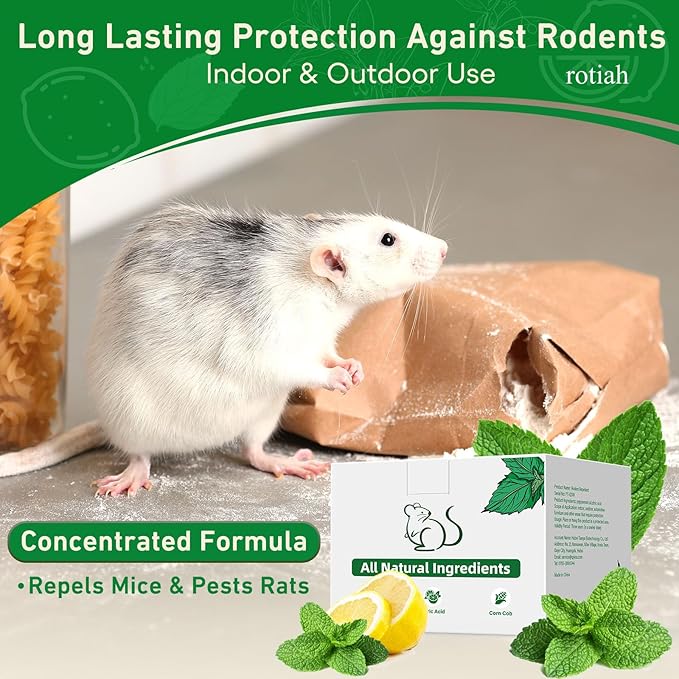Pest Rodent Repellent, 24 Pack Peppermint Oil Repellent for Mouse Rats Spider Roach Ant Squirrel Pest Control Indoor & Outdoor, Natural Mice Deterrent Replace Trap Poisoning Family & Pet Safe Green