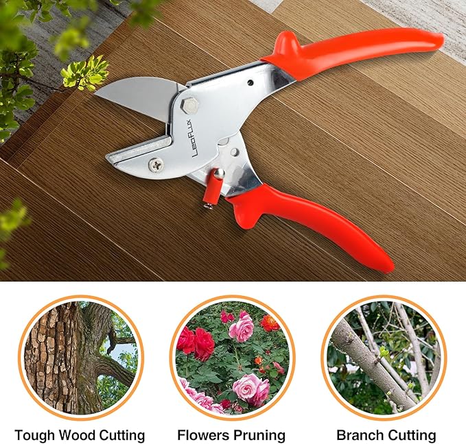 LeafLux 7" Professional Anvil pruner with SK-5 Blades, Best for Dry, Dead Stems & Branches, Plastic, Rubber.Gardening Clipper ,Cut-Multi-Purpose handheld shears for Industry & Crafts|LFXP1107