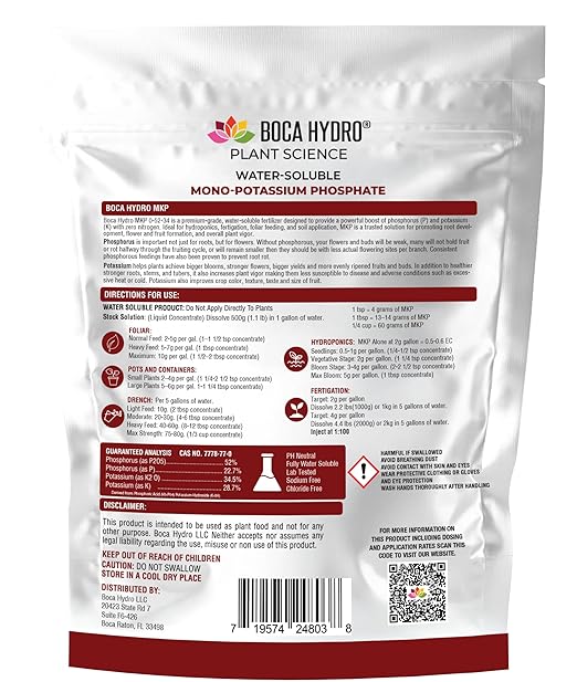 MKP Mono-Potassium Phosphate 0-52-34 Water Soluble Plant Food Flowering Enhancer Bloom Booster and Root Builder for All Plants, Vegetables, Flowers, Trees and Lawns. (10 Lb)