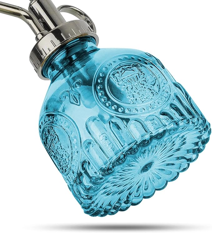 T4U Glass Plant Mister 200ML, Vintage Spray Bottle with Top Pump, Fine Mist Garden Flower Sprayer Small Decorative Spritzer Watering Can Gift for Indoor Outdoor Succulent House Plant (Aqua Blue)