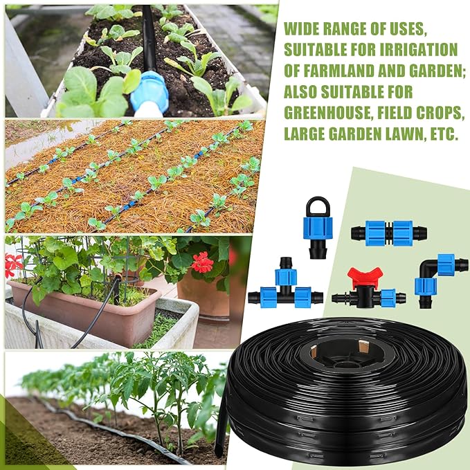 Tondiamo 500 ft 5/8 Inch Drip Tape Irrigation Tubing Kit 16 Mil 6" Spacing Hose Garden Landscape Irrigation System Automatic Equipment for Farms