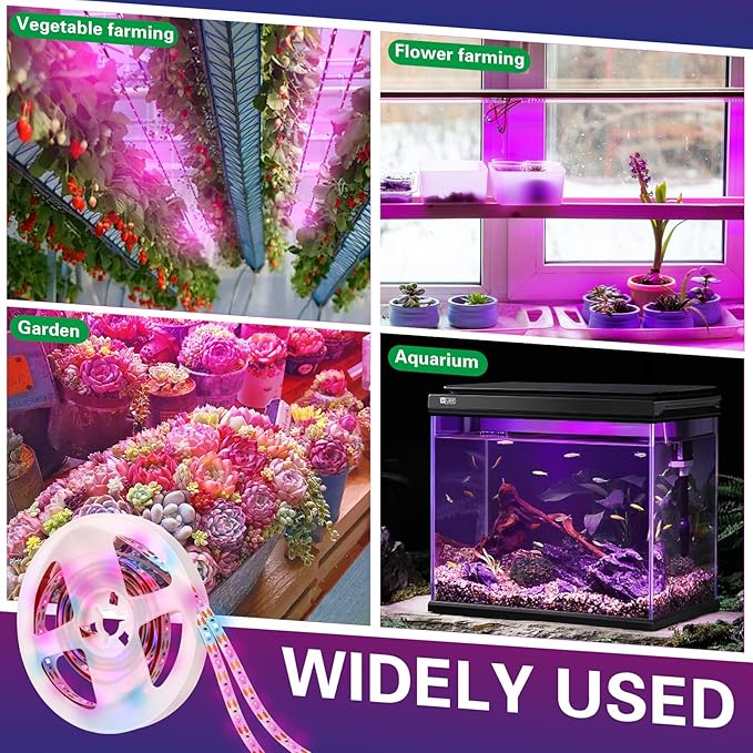 Grow Lights for Indoor Plants,120 LEDs Waterproof led Grow Lights Full Spectrum,USB Plug-in Dimmable Auto On/Off with 3 Timers Plant Light, for Indoor Plants Seeding Veg Flower Growing Lamp(6.56ft)