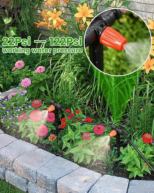 36 Pack Drip Irrigation Parts, Quick Connect 1/4" Adjustable 360° Misting Nozzles for Garden & Farm Irrigation Systems