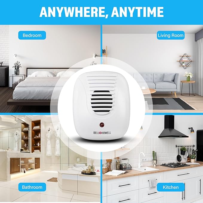 Bell+Howell 4 Pk Upgraded 2026 Ultrasonic Pest Repeller Indoor, Mice Repellent Indoor Home Kit, DIY Pest Control at Home, Plug in Spider Repellent, Rodent Repellent, Bug, Insect, Family & Pet Safe