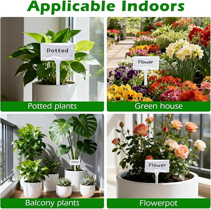 Outdoor Plant Label, 30 Pack Large Waterproof Plastic Plant T-Type Tags, Reusable Nursery Tag for Herbs Flowers Vegetable (White)