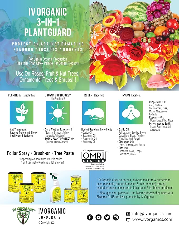 IV Organic 3-in-1 Plant Guard, 1 Pint (White)