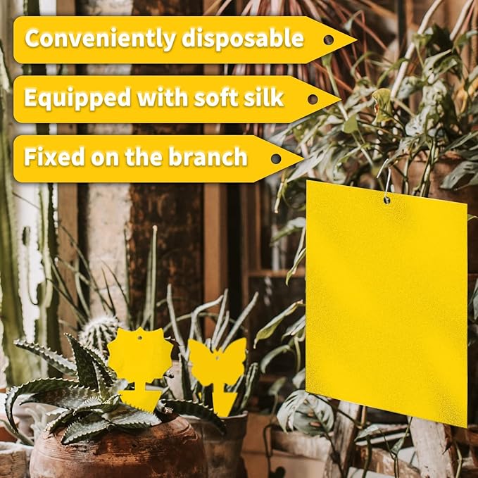 Fruit Fly Traps for Indoors,20pcs Yellow Sticky Fly Traps,Gnat Traps,Bugs Catcher for House Outdoor, Bonus 4 Fly Paper Tubes Home Office (Yellow)