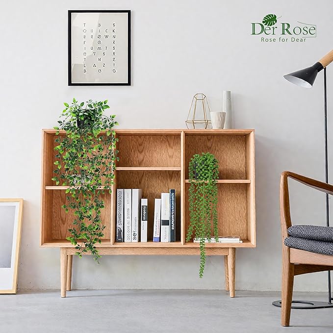Der Rose 6Pcs Fake Hanging Plants Artificial Vines Faux Hanging Plants Indoor for Bathroom Kitchen Wall Bookshelf Outdoor Decor