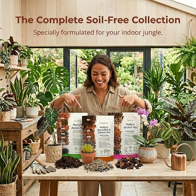 Molly's Succulent Mix - Premium Gritty Soilless Potting Mix for Succulents, Cactus and Bonsai - Contains Akadama, Hyuga, Bark Fines, Pumice, Lava Rock, Mycorrhizae 5 Dry Quarts