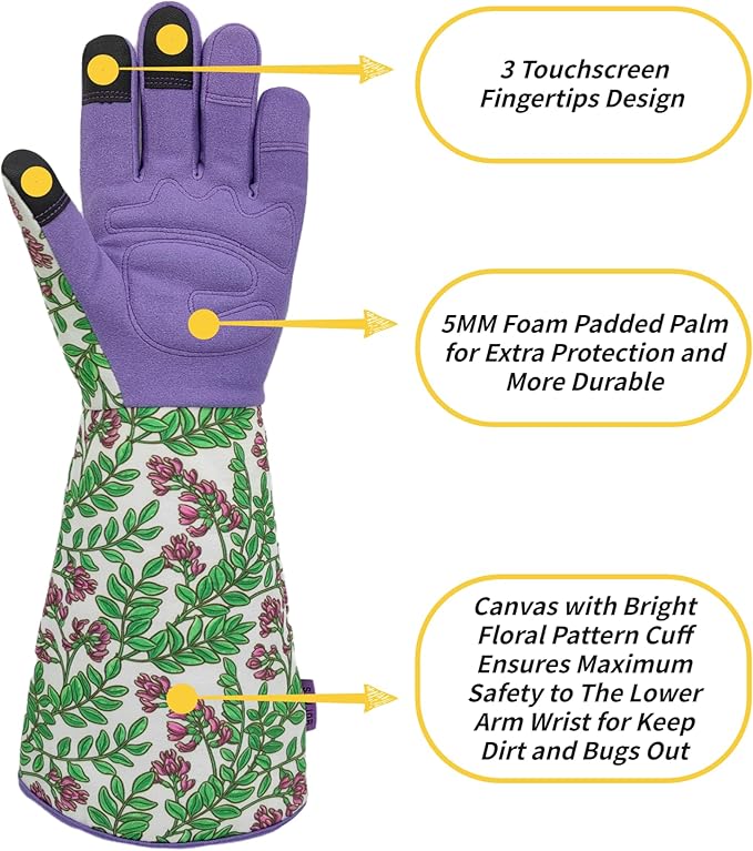 Thorn-proof Gardening and Garden Gloves,Durable Long Rose Yard Work Glove,Gifts for Men Women,Touchscreen