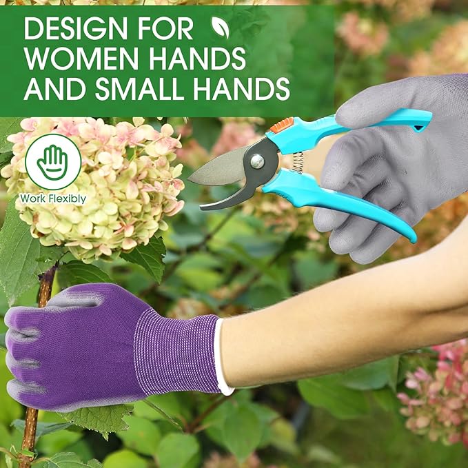 Maxdot 24 Pack Gardening Gloves for Women 3 Colors Womens Work Gloves PU Coated Grip Work Gloves Outdoor Gloves for Weeding Digging and Pruning