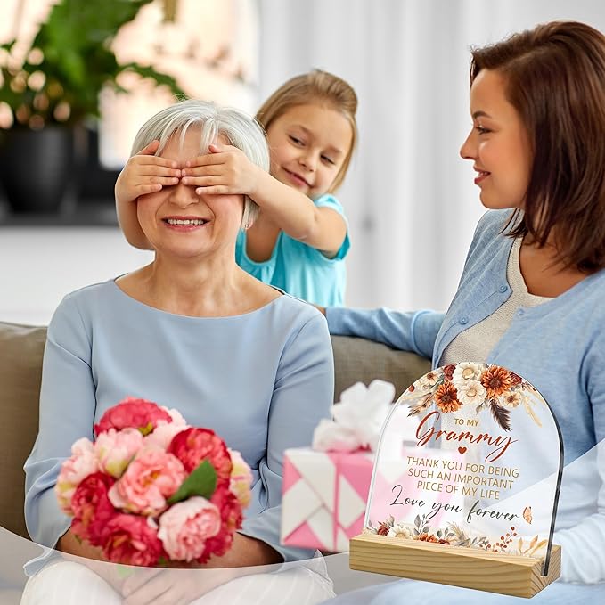 To My Grammy Bohemian Arched Acrylic Sign (4"x4") – Heartfelt Grammy Gifts from Granddaughter & Grandson, Perfect Mother’s Day & Birthday Keepsake for Grandma Inspirational Desk Decor