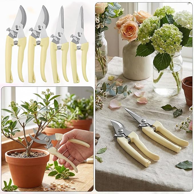 12 Pcs Garden Shears Pruning Garden Clippers Bulk Bypass Pruner Heavy Duty for Gardening Hedge Plant Cutting Flower Scissors for Tree Trimming Bonsai Cutting Fruits Picking