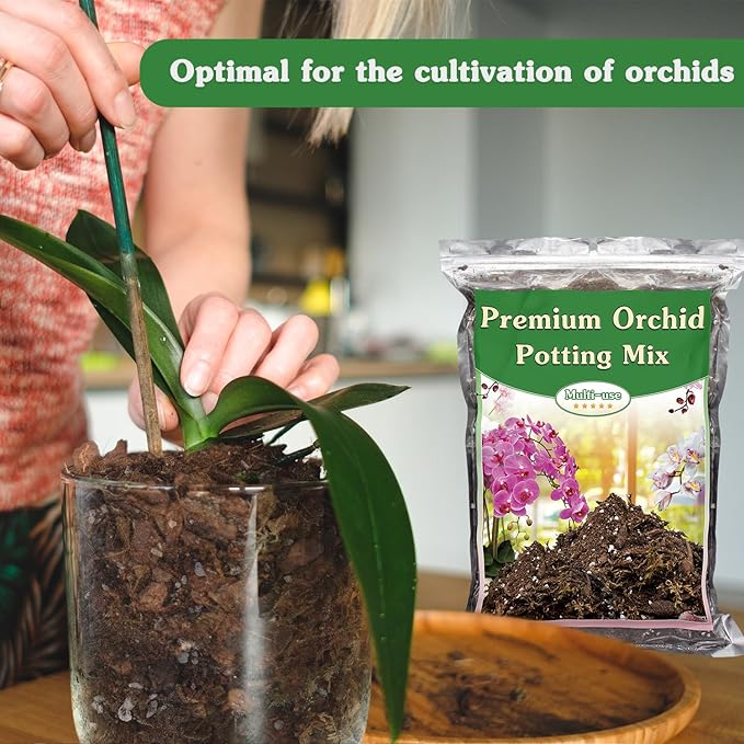 Orchid Potting Mix,2 Quart Premium Orchid Potting Mix for Repotting with Dried Forest Moss Perlite Stone Coco Peat and Pine Bark, Well-draining Orchid Bark Potting Mix
