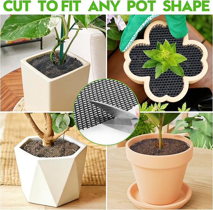 4 Pack Plant Pot Grids - 15.7 Inch Cuttable Soil Cover Protector from Cats, Animals Digging Stopper, Indoor Plant Pot Soil Guard for Outdoor Garden Balcony