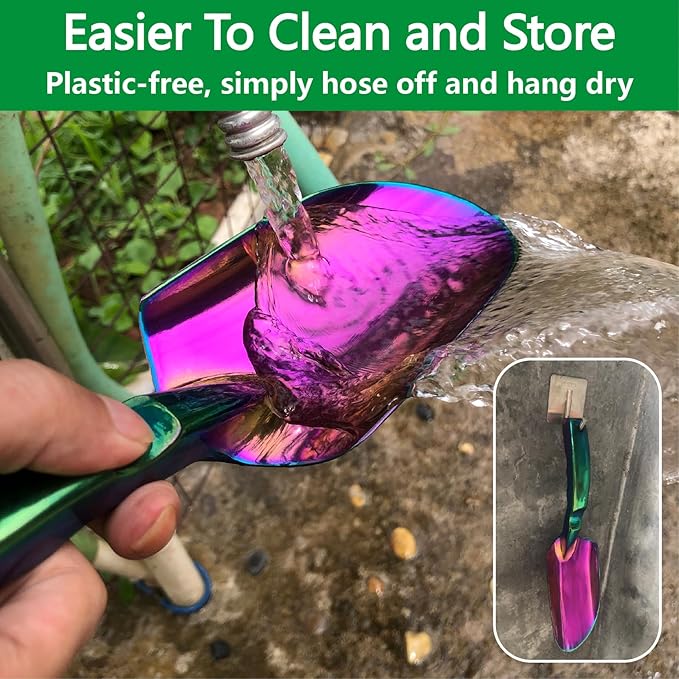 Garden Shovels - 2 Pack Gardening Tools, Heavy Duty Garden Trowels, High Strength Alloy Steel for Soil Digging Planting Transplanting Weeding - Solid Metal Handle, Colorful