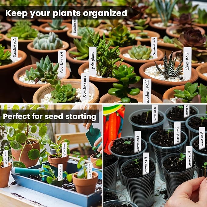 Plant Labels, 3-Inch Plant Markers,200Pcs Plant Tags, Plant Labels for Seedlings, Garden Labels with Pen for Identifying Seedlings, Flowers and Vegetables, White, Waterproof