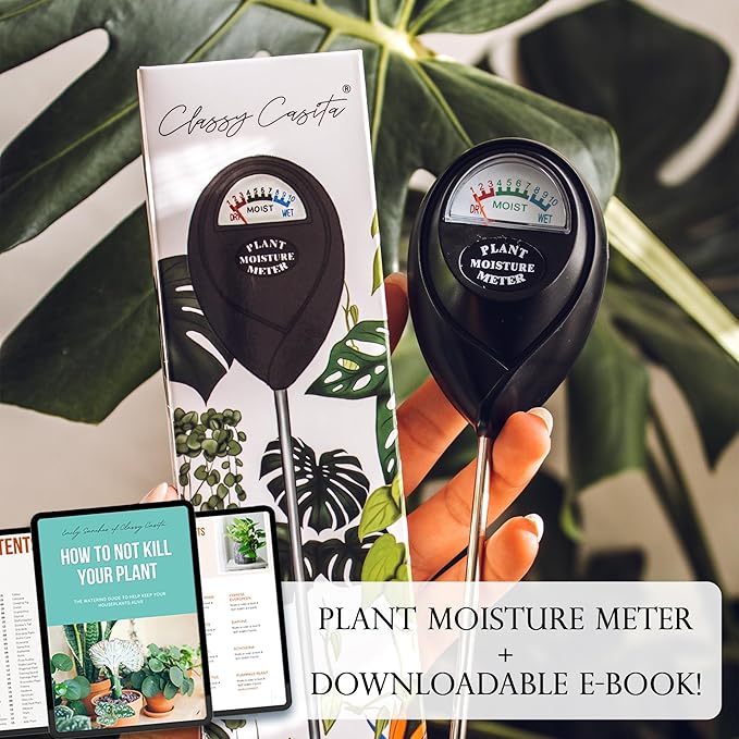 Classy Casita Plant Care Bundle: Sticky Traps, 24-Pack Plant Sticky Traps & Soil Moisture Meter for Indoor & Outdoor Plants w/Plant Watering & Care eBook, Black