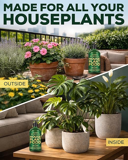 Plant Food for Houseplants, Instant Indoor Plant Fertilizer for Healthier Plants, Clean & Safe for Indoor & Outdoor Use, USA Made - Smart Grower Genius+ Easy Squirt Pump 8oz- 2 Pack Makes 192 Gallons