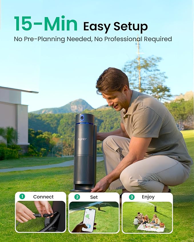 Aiper IrriSense 2 Smart Irrigation System, 4-in-1 Multi-Zone Watering Device with App Control, Smart Scheduling, and Rain Sensor for Lawns up to 4,800 sq.ft.