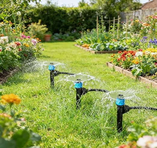 Adjustable Drip Irrigation Emitters Vortex: Fan Shape Water Flow Bubbler Stake Irrigation Dripper with Lock Barbed for 1/4 inch Tubing for Garden Watering System (50PK)