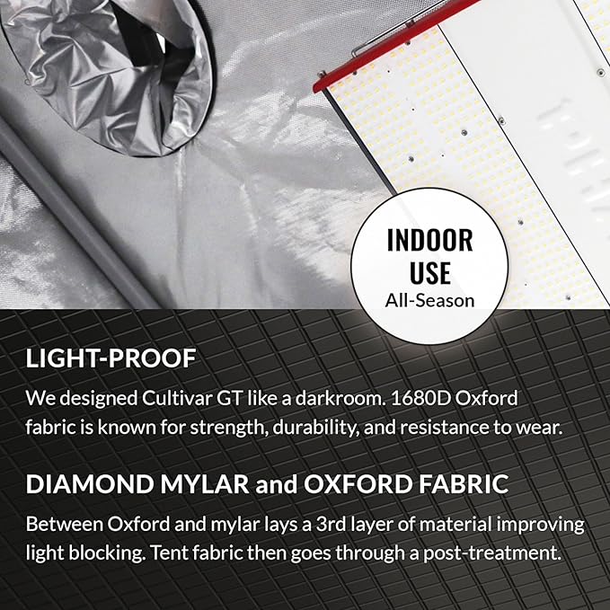 PHANTOM Cultivar GT84 Premium Grow Tent, 96”x48”x80”, Steel Corners, 200 lb Weight Capacity, 22 mm Poles, High Reflectivity Diamond Mylar, Genuine SBS Zippers, 4x8 for Indoor Growing Hydroponics