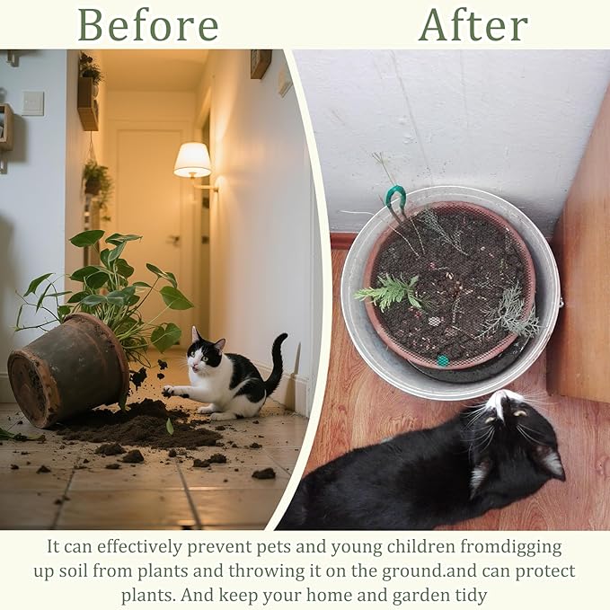 6 Pcs 11.8 Inch Plant Pot Grids,Cut-able Plant Pot Soil Protective Covers from Animals,Used to prevent animals or babies from digging up the soil in flowerpots.Suitable for Indoor and Outdoor Plants.