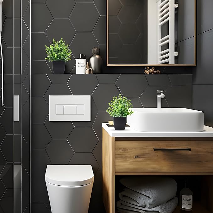 2 Pack Small Fake Plants Black Bathroom Accessories for Home Bedroom Bathroom Kitchen Decor