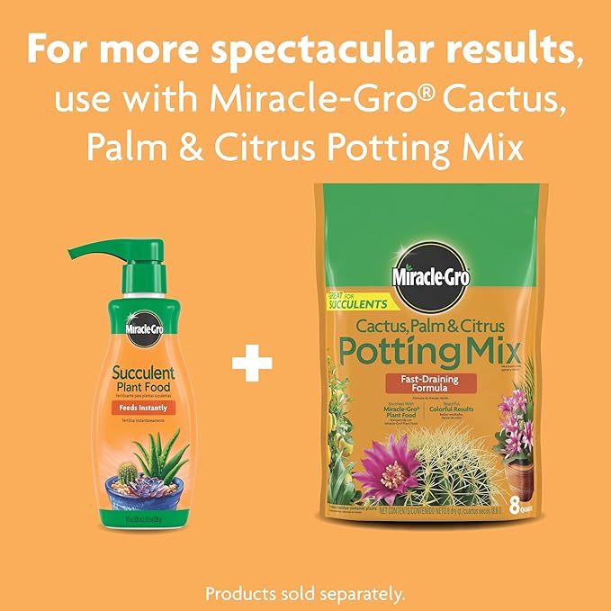 Miracle-Gro Succulent Plant Food - Liquid Fertilizer for Succulents and Cacti including Jade and Aloe, Feed Every 2 Weeks - 8 fl. oz. (2 Pack)