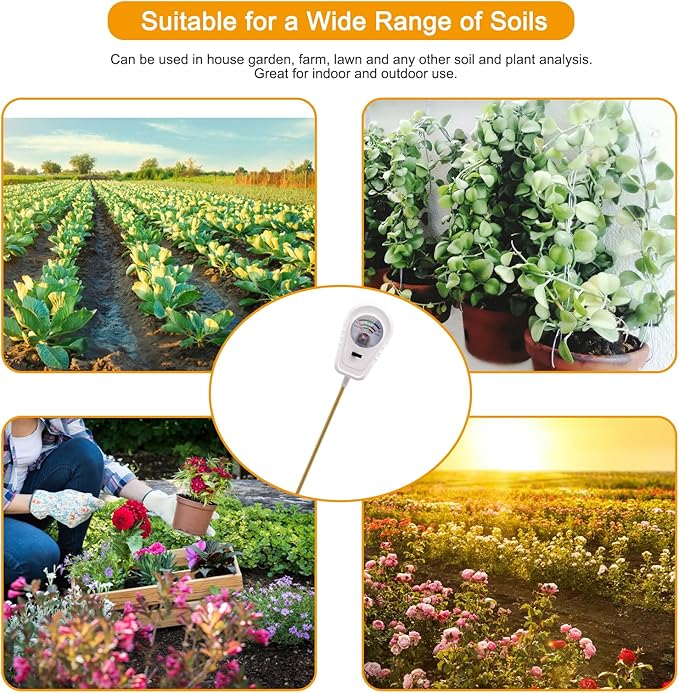 Soil Test Kit, 3-in-1 Soil PH Meter, Soil Moisture Meter, Fertility Soil Tester, Soil Tester for Garden, Farm, Lawn, Indoor & Outdoor Use