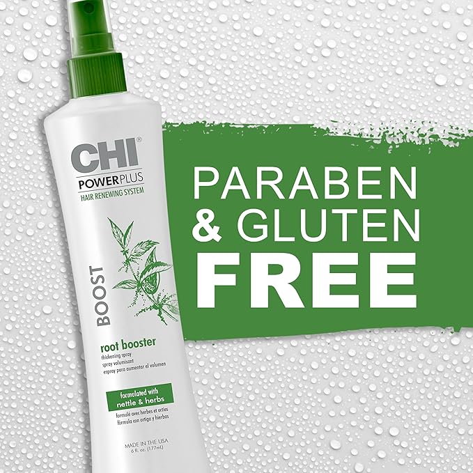 CHI PowerPlus Root Booster Thickening Spray, Volumizing Hair Mist For Thicker-Looking Styles, Increases Volume With A Touchable Feel, 6 Oz