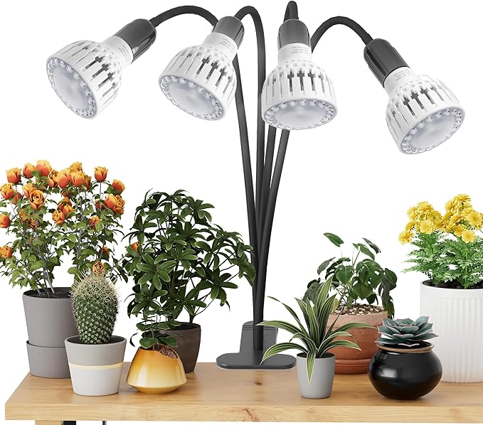 GooingTop Grow Light,48W (320Watts Equiv) 5000K White Full Spectrum LED Growing Lamp Clip on Desk for Indoor Plants,Bulbs Replaceable & Non-dimmable