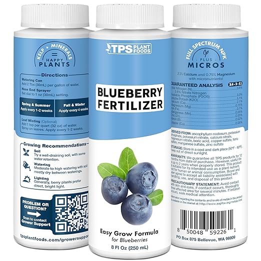 Blueberry Fertilizer – Liquid Plant Food for Bigger Berries, Better Fruit Production & Stronger Root Development, 32 oz