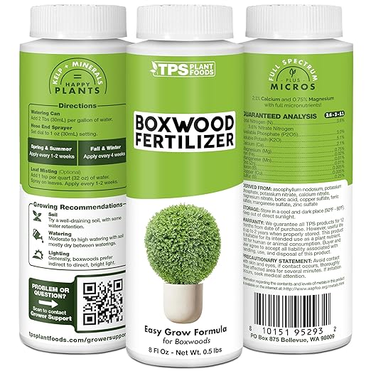 Boxwood Fertilizer – Liquid Plant Food for Dense Growth, Rich Green Foliage, & Stronger Roots, 8 oz