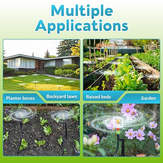 HIRALIY 360° Micro-Spray Garden Irrigation System 100FT, New Garden Watering System, Saving Water Automatic Irrigation Equipment for Patio Lawn