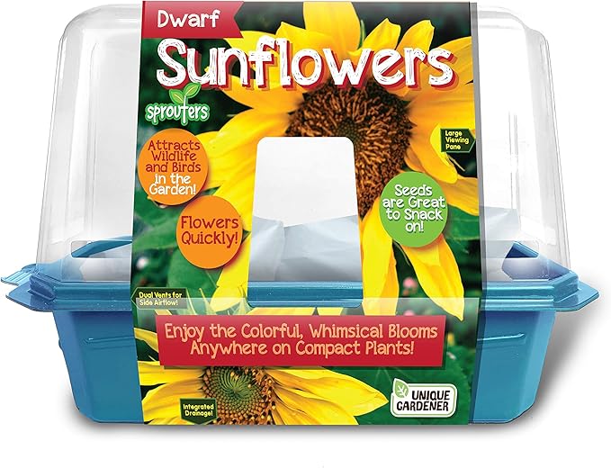 Unique Gardener Grow Your Own Sunflower Plants, Indoor Plant Seeds Kit for Gardening Enthusiasts, Includes Everything Needed to Grow Live Happy and Cheerful Flowers, Just Add Water