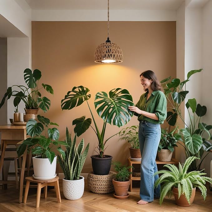Hanging Grow Lights for Indoor Plants, Full Spectrum, with Timer and 15FT Power Cord, 30W Pendant Plant Lights for Indoor Growing, Garden, Flowers, Greenhouse (4000k, Weaving Style)