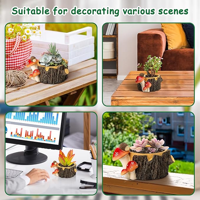 Hedgehog Succulent Pots with Drainage Hole,Plant Pots for Indoor Plants/Cactus/Succulent,Indoor Planter Gift for Plant Lover, Decorative Novelty Planter