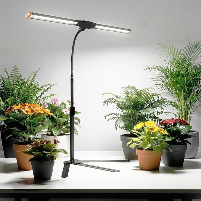 Grow Lights for Plants Growing,6000K White Full Spectrum Plant Lamp with Red Blue LED for Pot Succulents Seeds, Light Strip Foldable & Height Extendable 9-25'', Auto Timer 4 8 12Hrs
