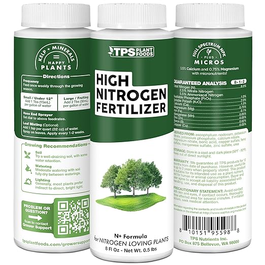 High Nitrogen Fertilizer – Liquid Plant Food for Rapid Green Growth, Strong Vegetative Development & Deep Leaf Color, 32 oz