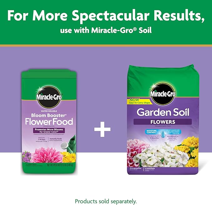 Miracle-Gro Water Soluble Bloom Booster Flower Food Fertilizer - 10-52-10 Formula for Annuals Perennials and Containers - Promotes Vibrant Flowers and Rich Color, 4 lbs.
