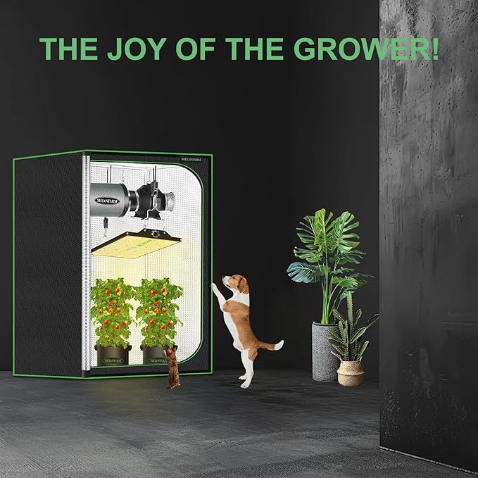 MELONFARM 2x2 Grow Tent, 24"x24"x63" Double Transparent Viewing Door Indoor Grow Tent, Growing Tent with High Reflective Mylar & Floor Tray, Plant Tent for Indoor Hydroponics Growing