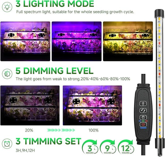 Seed Starter Tray, Seed Starter Kit with Grow Lights, Color Change Grow Lights for Seed Starting Kit, 3 Timming Set, Indoor Plant Growing Kit for Gardeners, Germination Trays Kits, Gardening Gifts