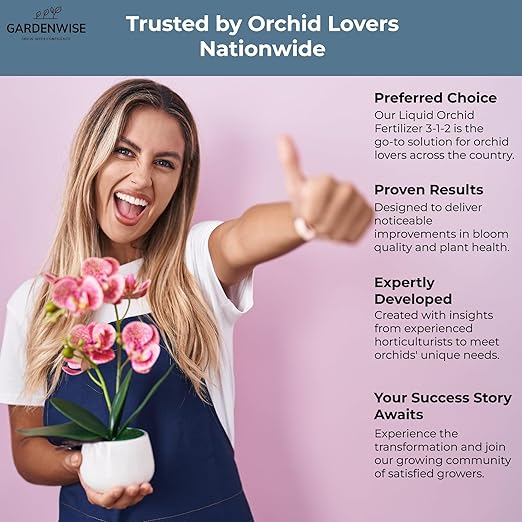 GARDENWISE Liquid Orchid Fertilizer Concentrate 3-1-2 with Micronutrients Orchid Care Made Easy (16 OZ)