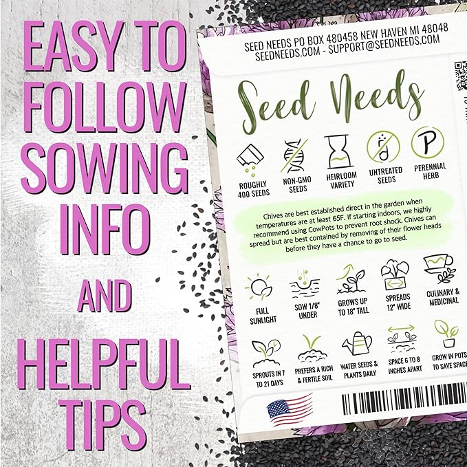 Seed Needs Herb Seeds Variety Pack Culinary Herb Collection (12 Individual Packets for Planting Indoors or Outdoors) Grow Your Own Herb Garden - Heirloom, Non-GMO