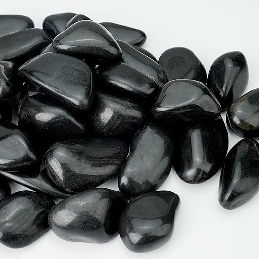 NUPICK 45lb Black River Rocks for Outdoor Landscaping, 1-2 Inch Pebbles for Indoor Plants, Natural Polished Aquarium Gravel, Decorative Rocks for Succulent, Garden, Vases Fillers, Bird Baths