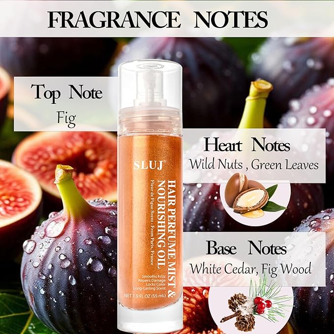 SLUJ Hair Perfume for Women - Hair Mist with Argan Oil & Bronze Shimmer, Lightweight Hair Oil Spray for Dry Hair, Heat Protection Spray for Hair, Long Lasting Hair Scent