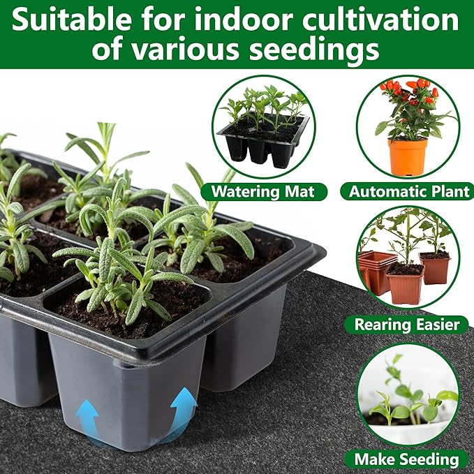 Adnee 2 Pcs 110 x 25Inch Automatic Plant Watering Mat, 3mm Thick Self Watering Capillary Mat, Felt Plant Water Wicking Mat for Seed Sprouting Hydroponics Potted Plants