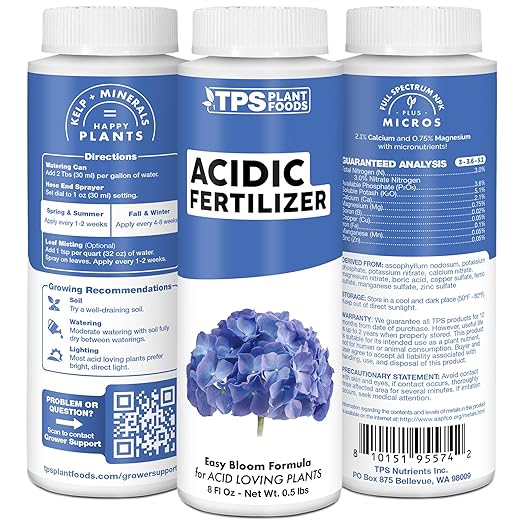 Acidic Fertilizer – Liquid Plant Supplement for Lower Soil pH, Better Nutrient Uptake & Healthier Acid-Loving Plant Growth, 32 oz