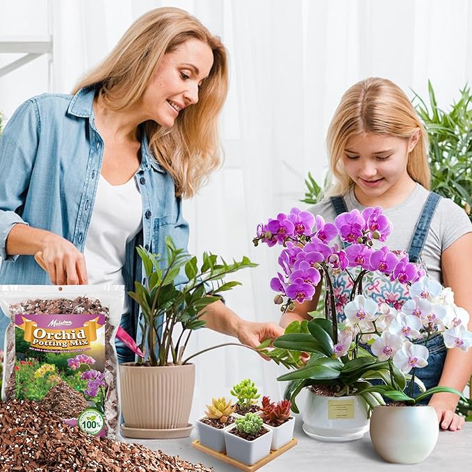 Orchid Bark Potting Mix - 18QT Natural Orchid Potting Mix for Repotting, Blended with Small Pine Bark and Perlite to Provide Ideal Ventilation and Good Drainage for Orchids and Other Potted Plants